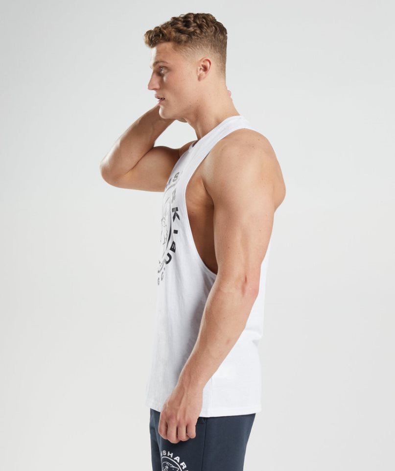 Podkoszulki Gymshark Legacy Drop Arm Męskie Białe | PL 879QET